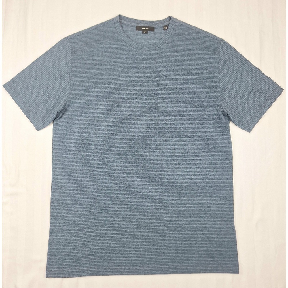 Vince Mens Blue Grey Micro Stripe Crewneck T-Shirt‎ Short Sleeve Small Cotton